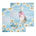 thumbnail image 1 of Blue Easter Bunny Kitchen Dish Towels for Drying Dishes Set of 2, Spring Daisy Modern Ombre Striped Waffle Weave Microfiber Hand Tea Bathroom Towels Quick Dry & Absorbent Towel 12x12, 1 of 7