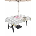 thumbnail image 1 of Blue Easter Bunny Outdoor Tablecloth - 60x120 Inch Rectangle Dining Table Cover, Spring Daisy Modern Gray Buffalo Plaid Waterproof Outdoor Table Cloth with Umbrella Hole & Zipper for Picnic/Patio, 1 of 7