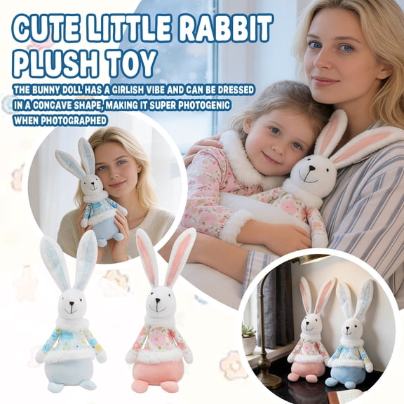 Blue Easter Bunny Stuffed Plush Toy - Soft Plush Material For Easter Themed Decoration - For ren Toddlers Boys Girls Easter Celebrations Gift, Easter Party Favors, Home