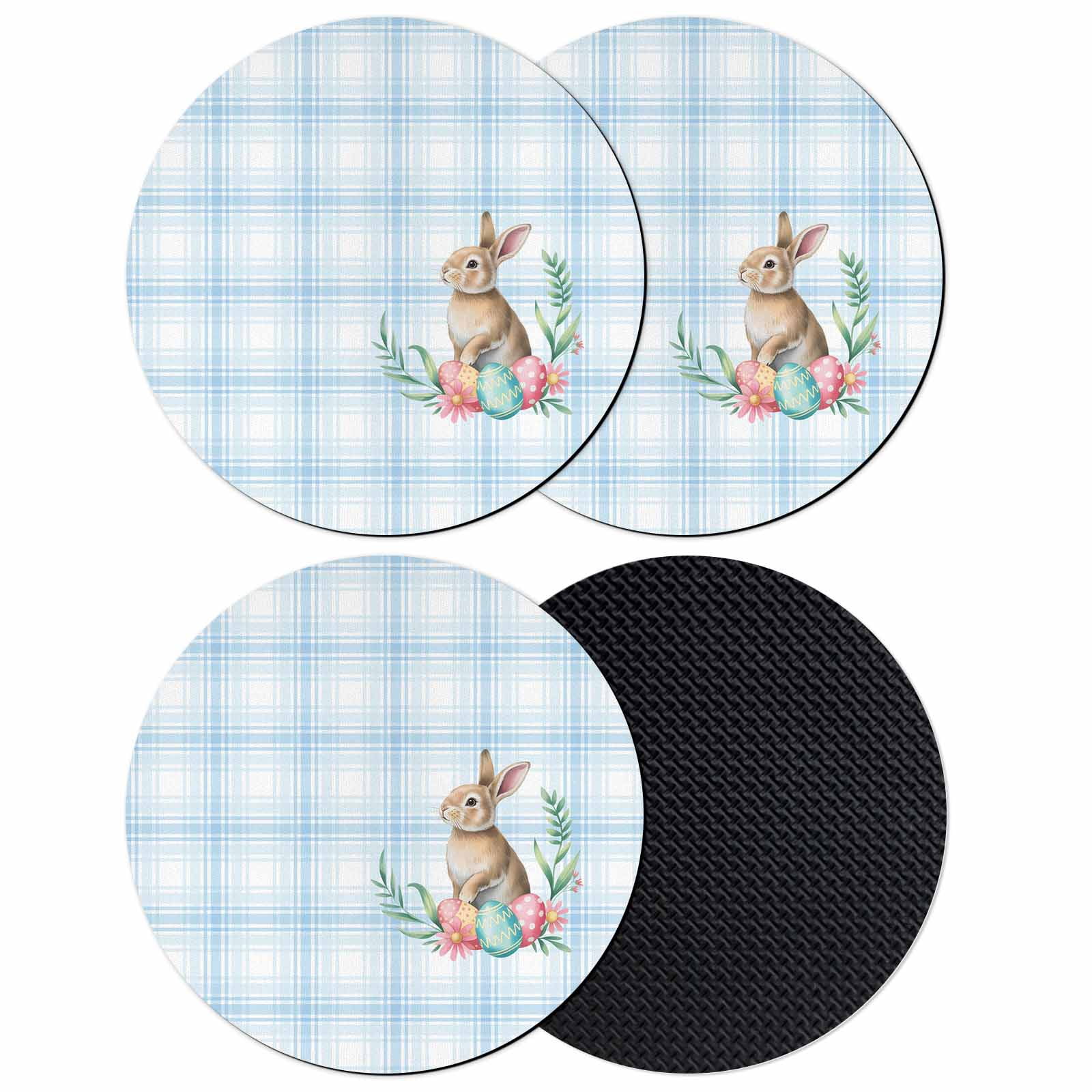 Blue Easter Coasters Set of 4, Absorbent Coasters for Drinks, Bunny ...