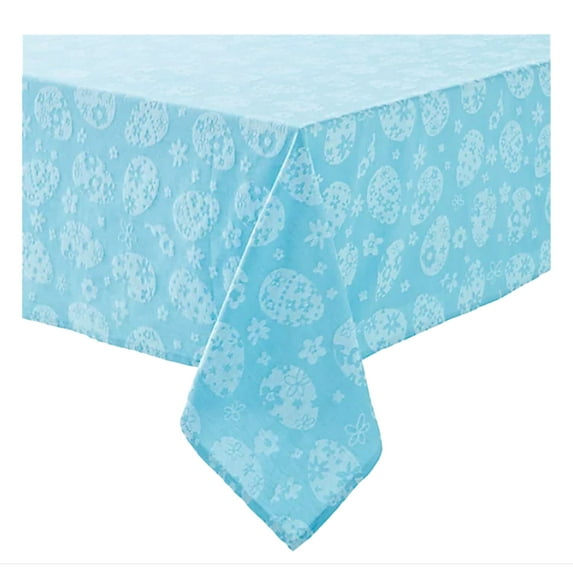 Blue Easter Egg Tablecloth Woven Fabric for Spring Easter Liberty (60 x 102 Rectangle)