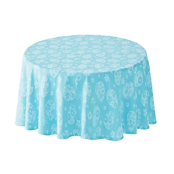 Blue Easter Egg Tablecloth Woven Fabric for Spring Easter Liberty (70 Round)