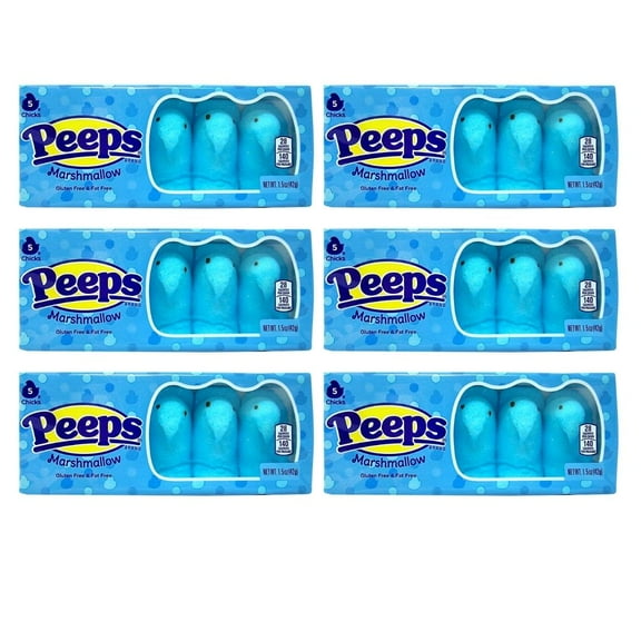 Blue Easter Marshmallow Candy Chicks 1.5 oz. Ct. Pack (Set of 6) Perfect Treats for Easter Baskets and Party Decorations Favor