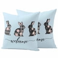 thumbnail image 1 of Blue Easter Outdoor Waterproof Pillow Covers, Spring Rabbit Plaid Flowers Animal Floral Decorative Square Throw Pillowcase Sofa Cushion Sham for Patio/Couch/Chair, 18"x18" 2 Pack, 1 of 8