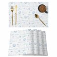 thumbnail image 1 of Blue Easter Placemats Set of 8, Watercolor Spring Bunny Eggs Flowers Placemats for Dining Table, Place Mats for Kitchen Tabletop, Waterproof Wipeable Dining Table Mats Set, 1 of 9