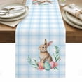 thumbnail image 1 of Blue Easter Table Runner - 60 Inch Long, Kitchen Dining Table Runner Dresser Scarves, Bunny Eggs Spring Floral Stripes Farmhouse Farmhouse Decor for Coffee Tables Wedding Party Banquet, 1 of 8