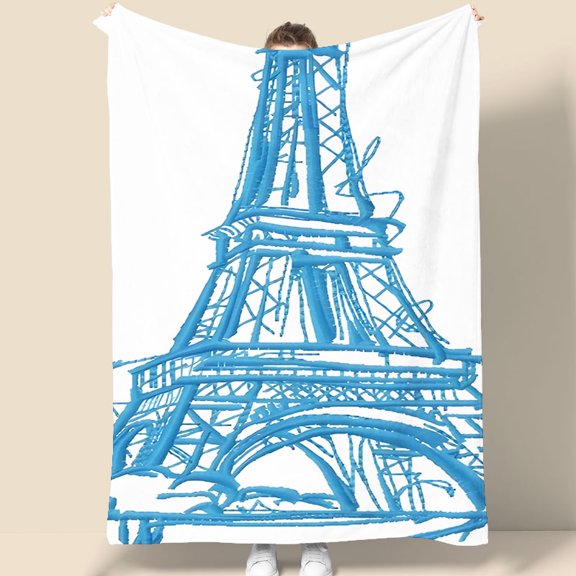Blue Eiffel Tower Sketch Tapestry 70.07 x 90.55 inches Wall Hanging for Bedroom Living Room Home Decor