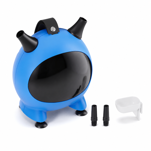 Blue Electric Balloon Pump with 600W, Includes Nozzles and Knotter