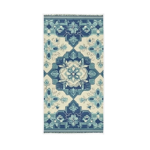 Blue Elegant Geometry Floral Face Towel Absorbent Hand Towels Bath Sport Gym