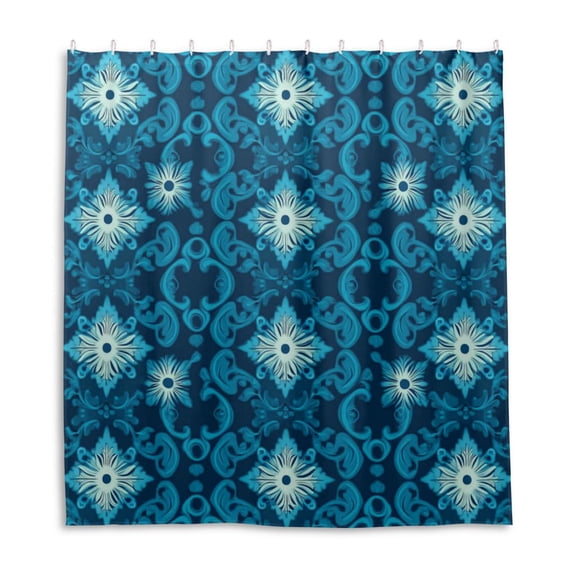 Blue Elegant Geometry Shower Curtain Liner 66x72 Inch Waterproof Shower Curtains Decorative Bathroom with 12 Pack Hooks