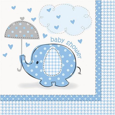 Blue Elephant Baby Shower Paper Napkins, 6.5in, 16ct