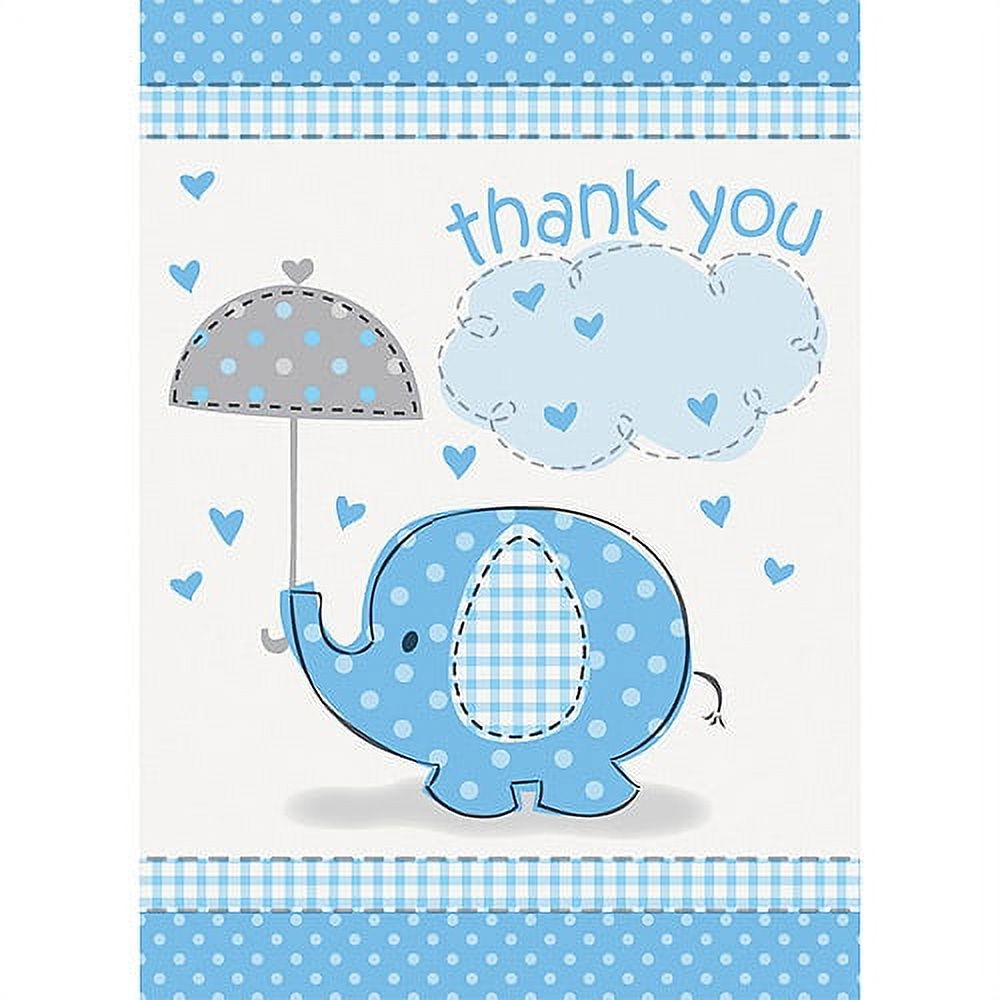 Blue Elephant Boy Baby Shower Thank You Cards, 8ct - image 1 of 3