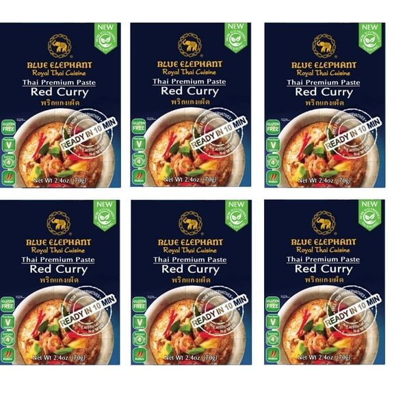 Blue Elephant Royal Thai Cuisine Red Curry Paste, Gluten-Free, 6 Pack, 6 x 2.4 oz
