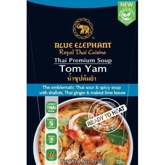 Blue Elephant Royal Thai Cuisine Ready to Heat Tom Yam Soup, 250g, Gluten Free