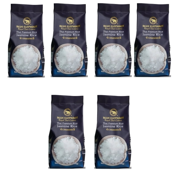Blue Elephant Royal Thai Cuisine, Thai Hom Mali, Jasmine Rice, 500g 6Pack Bags