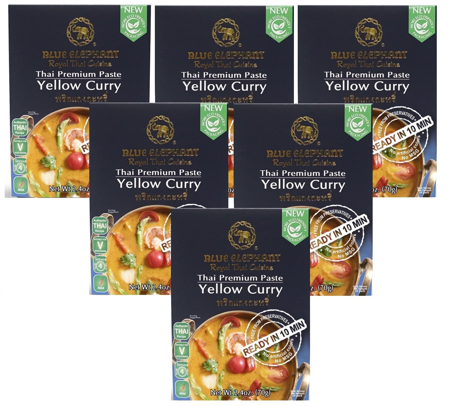 Walmart Black Friday Deals 2025 - Blue Elephant Royal Thai Cuisine Yellow Curry Paste, 6 Pack, 6 x 2.4 oz