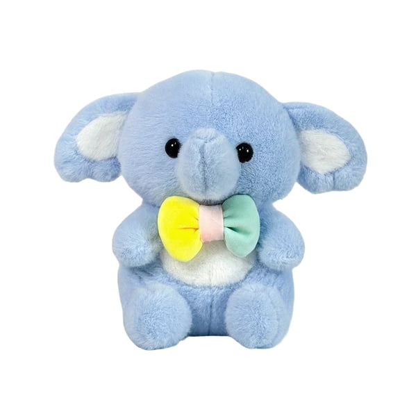 Blue Elephant with Colorful Bow Stuffed Animals Plush Toys, Cute Fluffy Plush Warm Soft Toys Gift for Boys Girls & Adults, 8 Inches