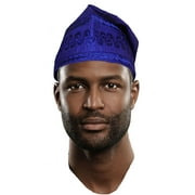 Blue Embroidered African Hand woven Aso Oke Hat