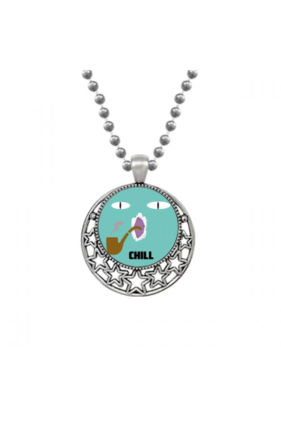 Blue Emotion Chill Smoke Cat Necklaces Pendant Retro Moon Stars Jewelry