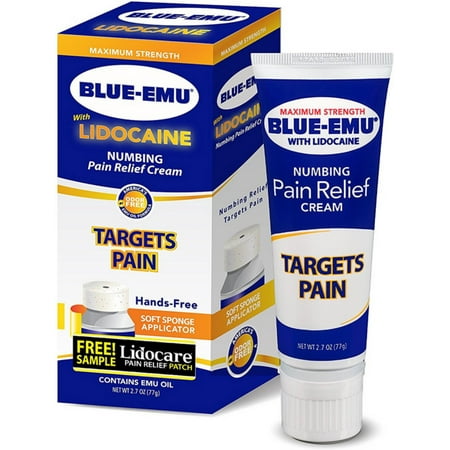 Blue-Emu Lidocaine Numbing Pain Relief Cream, Maximum Strength 0.25 oz (Pack of 4)