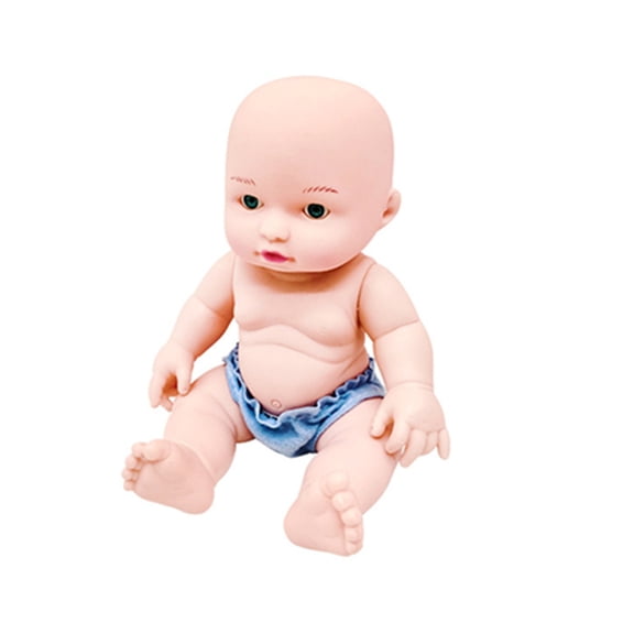 Blue Enamelled Doll Bath Set Childrens Play House Toy With Blinking Eyes Accessories For Role Play 9X7Inch