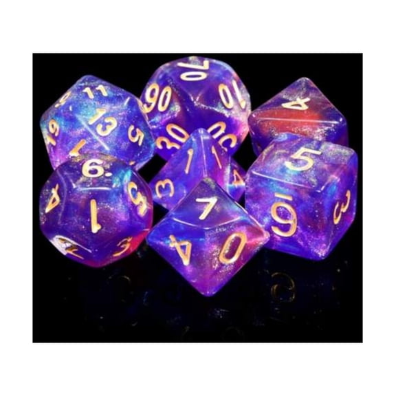Foam Brain Games Poly Set - Blue Enchantress w/Gold (7) New