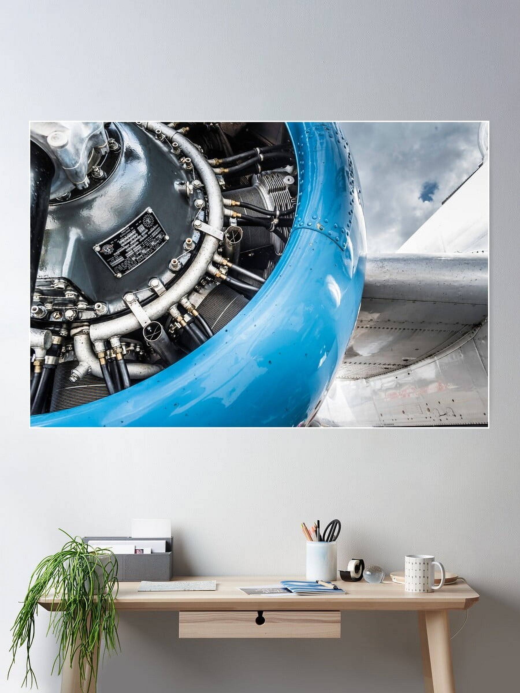 Blue Engine Poster Wall Art, Modern Wall Decor For Living Room Bedroom ...
