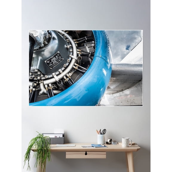 Blue Engine Poster Wall Art, Modern Wall Decor For Living Room Bedroom, 8x12 UNFRAMED