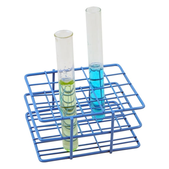 Blue Epoxy Coated Steel Wire Test Tube Rack, 20 Holes, Outer Diameter permitted of tubes 18-20mm or less , 4 X 5 Format