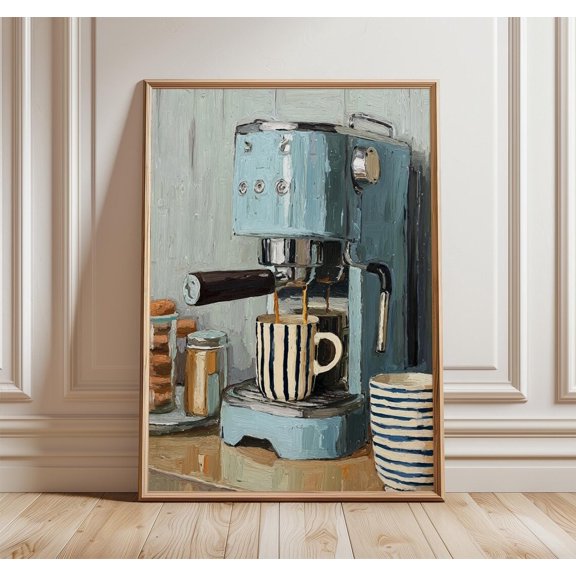 Blue Espresso Machine Cafe Poster Unframed Paper Print