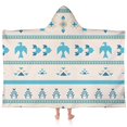 thumbnail image 1 of Blue Ethnic Bird Pattern Hooded Bath Towel，60"x35" for Ages 3 To 12 Kids, Quick Dry Lightweight Soft Microfiber Hood Beach Towel Cover Up for Kids, 1 of 7