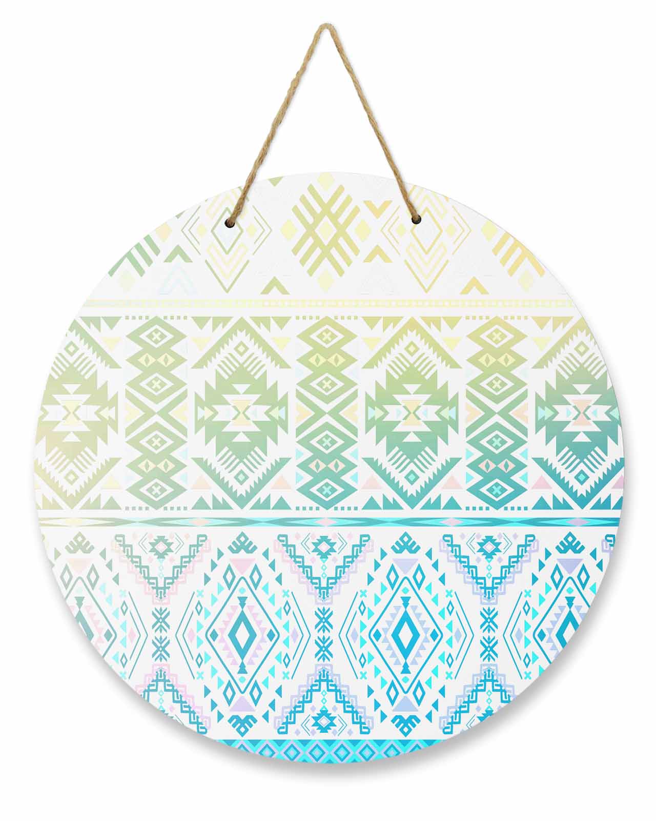 Blue Ethnic Flowers Paisley Wreaths for Front Door, Rustic Wood