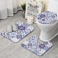 thumbnail image 1 of Blue Ethnic Geometric Patchwork Pattern Bathroom Rugs Sets 3 Piece,Toilet Cover Set,Absorbent Non Slip Bathroom Mats Sets with U-Shaped Contour Rug Toilet Rug Set, 1 of 5
