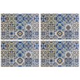 thumbnail image 1 of Blue Ethnic Geometric Patchwork Pattern Summer Placemats Table Placemats Set Of 4-Linen Kitchen Washable Placemats Table Mats 11.8"x17.7" Non-Slip Heat Resistant, 1 of 6