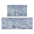 thumbnail image 1 of Blue Ethnic Geometric Pattern Kitchen Rugs Sets Of 2,Anti Fatigue Kitchen Mat Rugs Non Slip Washable,Decorative Kitchen Floor Mats for Kitchen,Sink,Laundry,17"x30"+17"x47", 1 of 7