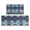 thumbnail image 1 of Blue Ethnic Geometric Pattern Kitchen Rugs Sets Of 2,Anti Fatigue Kitchen Mat Rugs Non Slip Washable,Decorative Kitchen Floor Mats for Kitchen,Sink,Laundry,17"x30"+17"x47", 1 of 7