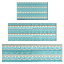 Blue Ethnic Geometric Pattern Kitchen Rugs Sets Of 3,Kitchen Runner Rugs Non Skid Washable,Decorative Kitchen Floor Mats for Kitchen,Sink,Laundry,17"x30"  17"x47"   17"x59"