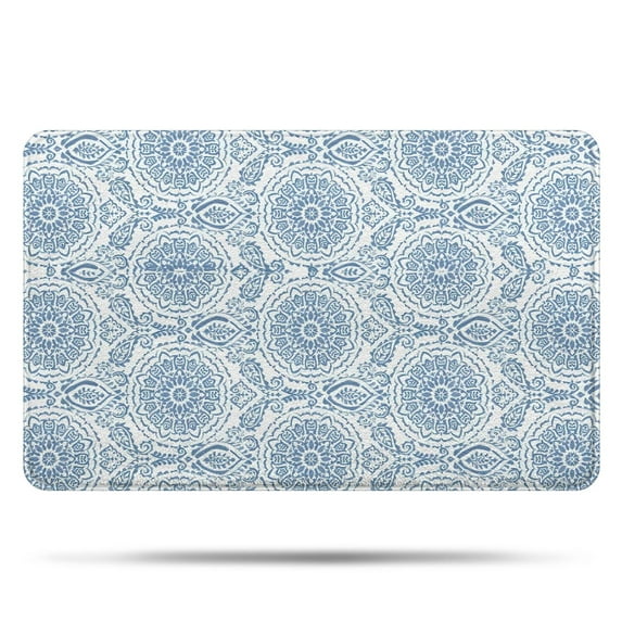 Blue Ethnic Mandala Pattern Bathroom Rugs Mat,Non Slip Microfiber Bathroom Rug,Rubber Backing,Soft Bathroom Mats for Bathroom Floor,Tub and Shower,20x32in(50x80cm)