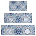 thumbnail image 1 of Blue Ethnic Mandala Pattern Kitchen Rugs Sets Of 3,Kitchen Runner Rugs Non Skid Washable,Decorative Kitchen Floor Mats for Kitchen,Sink,Laundry,17"x30"+ 17"x47" + 17"x59", 1 of 6