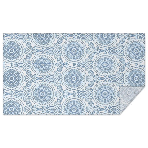 Blue Ethnic Mandala Pattern Rectangle Tablecloth 60"x102",Waterproof Polyester Rectangle Table Cloth, Wipeable Spillproof Polyester Tablecloth for Dining, Camping, Indoor and Outdoor