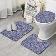 thumbnail image 1 of Blue Ethnic Paisley and Floral Pattern Bathroom Rugs Sets 3 Piece,Toilet Cover Set,Absorbent Non Slip Bathroom Mats Sets with U-Shaped Contour Rug Toilet Rug Set, 1 of 5