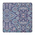 thumbnail image 1 of Blue Ethnic Paisley and Floral Pattern Square Fitted Tablecloth with Elastic Edge,Square Table Cover,Washable Elastic Table Cover for Home Kitchen Party Decor 34"x34", 1 of 6