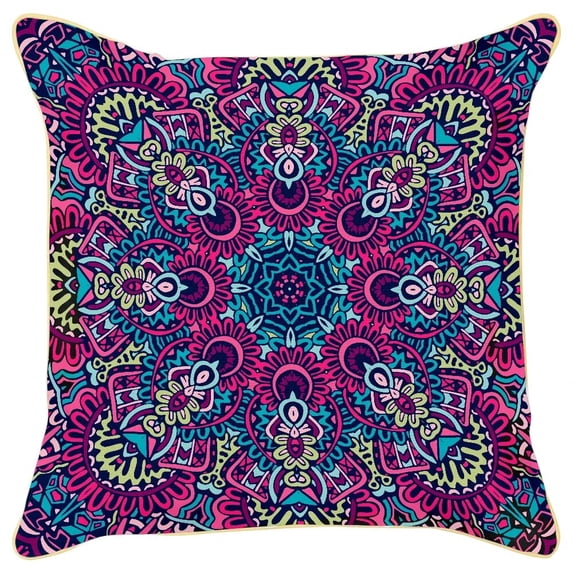 Blue Ethnic Style Cushion Cover Retro Geometric Pattern Decorative Pillow Sofa Printed
