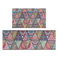 thumbnail image 1 of Blue Ethnic Triangle Pattern Kitchen Rugs Sets Of 2,Anti Fatigue Kitchen Mat Rugs Non Slip Washable,Decorative Kitchen Floor Mats for Kitchen,Sink,Laundry,17"x30"+17"x47", 1 of 7