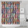 thumbnail image 1 of Blue Ethnic Triangle Pattern Shower Curtain 84"x72" ,Bathroom Decorative Shower Curtains Set with 12 Hooks,Modern Waterproof Washable Shower Curtain, 1 of 6