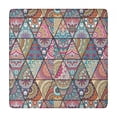 thumbnail image 1 of Blue Ethnic Triangle Pattern Square Fitted Tablecloth with Elastic Edge,Square Table Cover,Washable Elastic Table Cover for Home Kitchen Party Decor 34"x34", 1 of 6