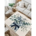 thumbnail image 1 of Blue Eucalyptus Area Rug for Bedroom 3x5 Ft Leaves Bottle Ribbon Farmhouse Linen Texture Super Soft fuzzy Throw Rug Non-Slip Fluffy Plush Indoor Floor Carpet for Living Room Nursery Home Decor, 1 of 8