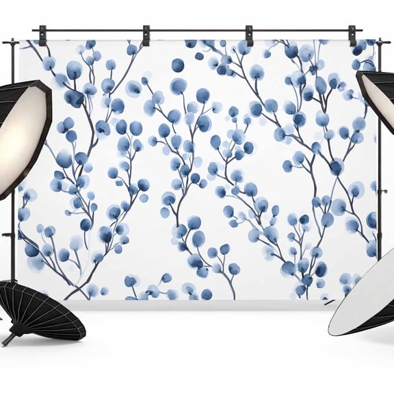 Blue Eucalyptus Backdrop for Photoshoot, Photography Photo Studio Background Wall Backdrop, Botanical Plants Abstract Art Back Drop Banner Panel for Portraits Wedding Live Streaming Decor 10x8Ft
