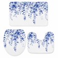 thumbnail image 1 of Blue Eucalyptus Bath Mat 3 Piece Bathroom Rug Set, Botanical Plant Rustic Succulent Branch Non Slip Bath Rug Contour Mat and Toilet Lid Cover, Absorbent Shower Mats Soft Bath Rugs and Mats Sets, 1 of 8