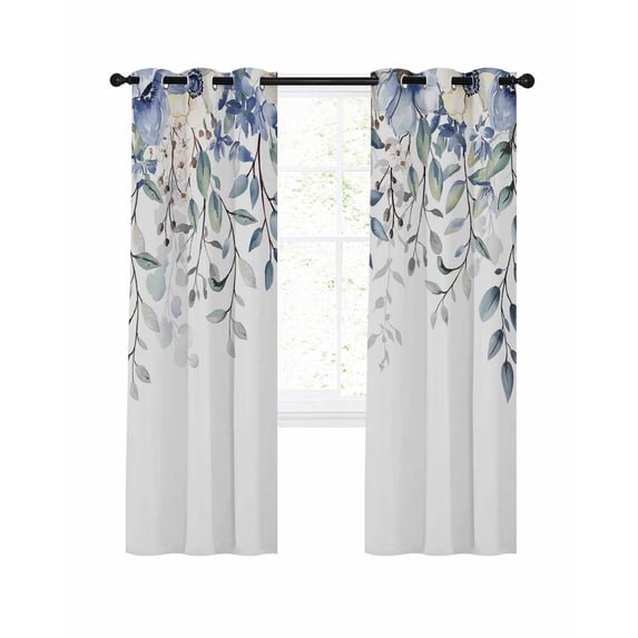 Blue Eucalyptus Blackout Curtains 45 Inches Long for Bedroom, Farmhouse ...